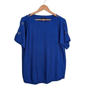 Cable & Gauge Women's Top Medium royal blue short sleeve sweater
